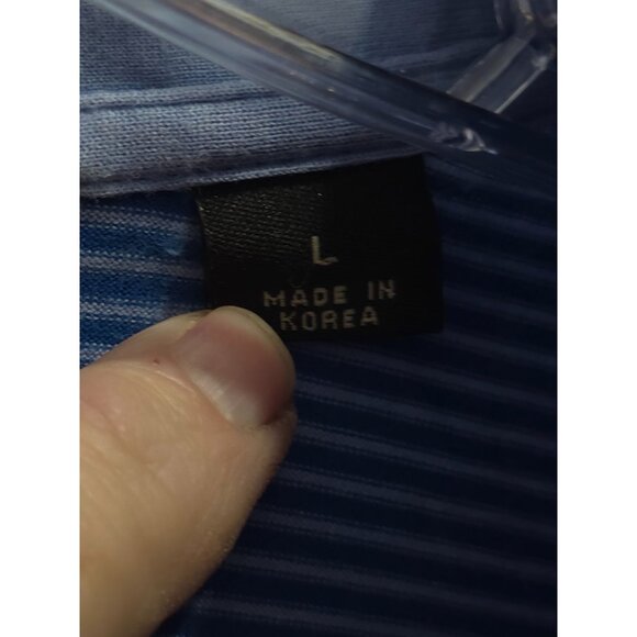 Callaway Collection Blue Striped Golf Polo Shirt Large Egyptian Cotton - Picture 5 of 8